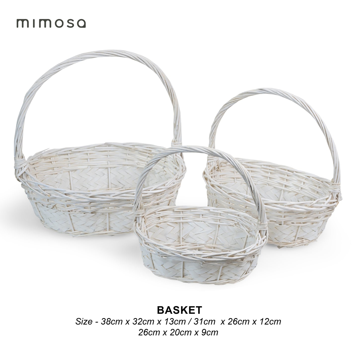 White Basket 2 Oval Set of 3