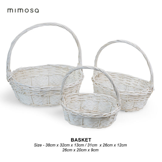 White Basket 2 Oval Set of 3