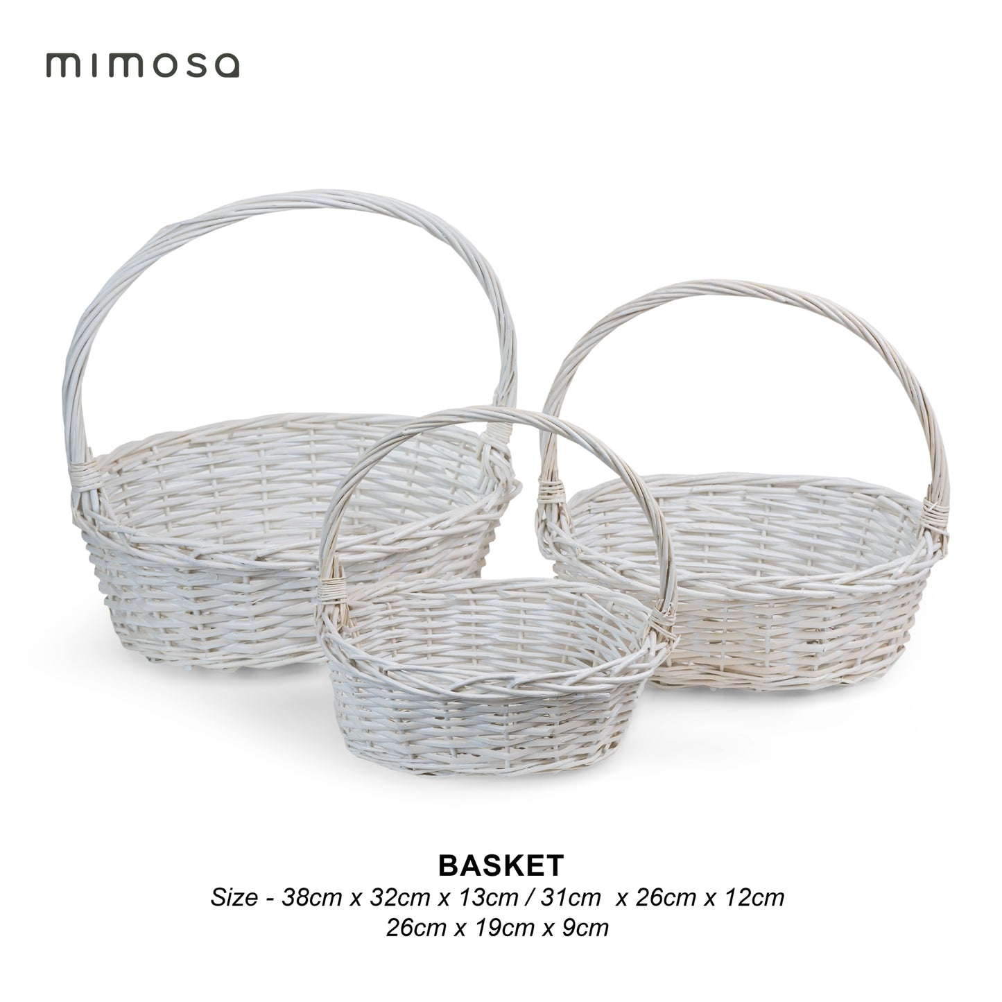 White Basket Oval Set of 3