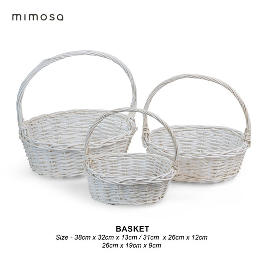 White Basket Oval Set of 3