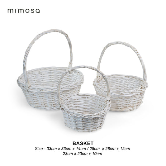 White Basket Round Set of 3