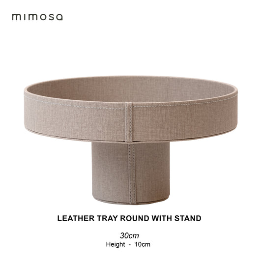 LEATHER TRY WITH STAND 30cm