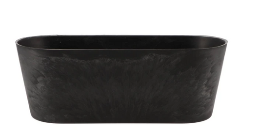 MELAMINE GREY POT OVAL 27X11X10CM