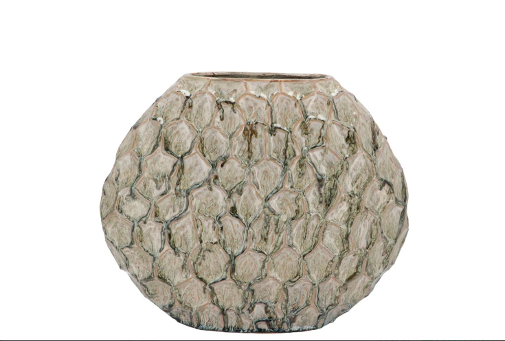 INGA JADA GREEN OVAL VASE