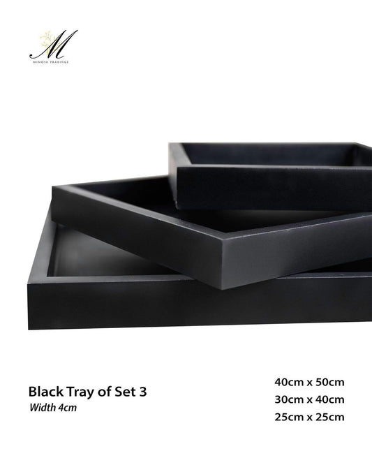 Wood Tray S/3 4cm